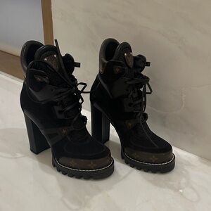 Louis Vuitton Black and Brown Heeled Boots